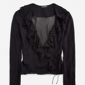 J Crew Chiffon Ruffle Wrap Top (size 4)